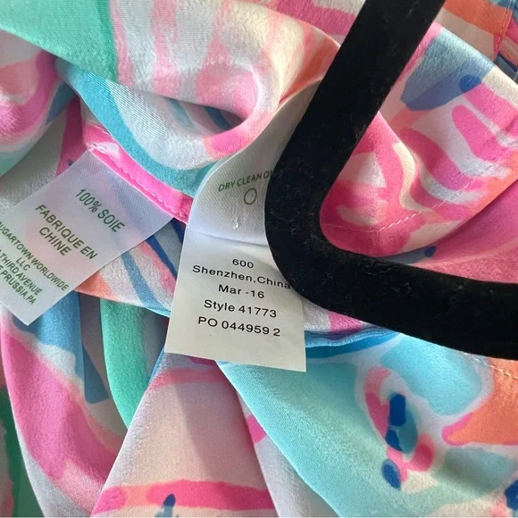 Lilly Pulitzer 100% Silk Elsa Blouse Top Shirt Floral Leaf Out to Sea Nautical S - Picture 7 of 10